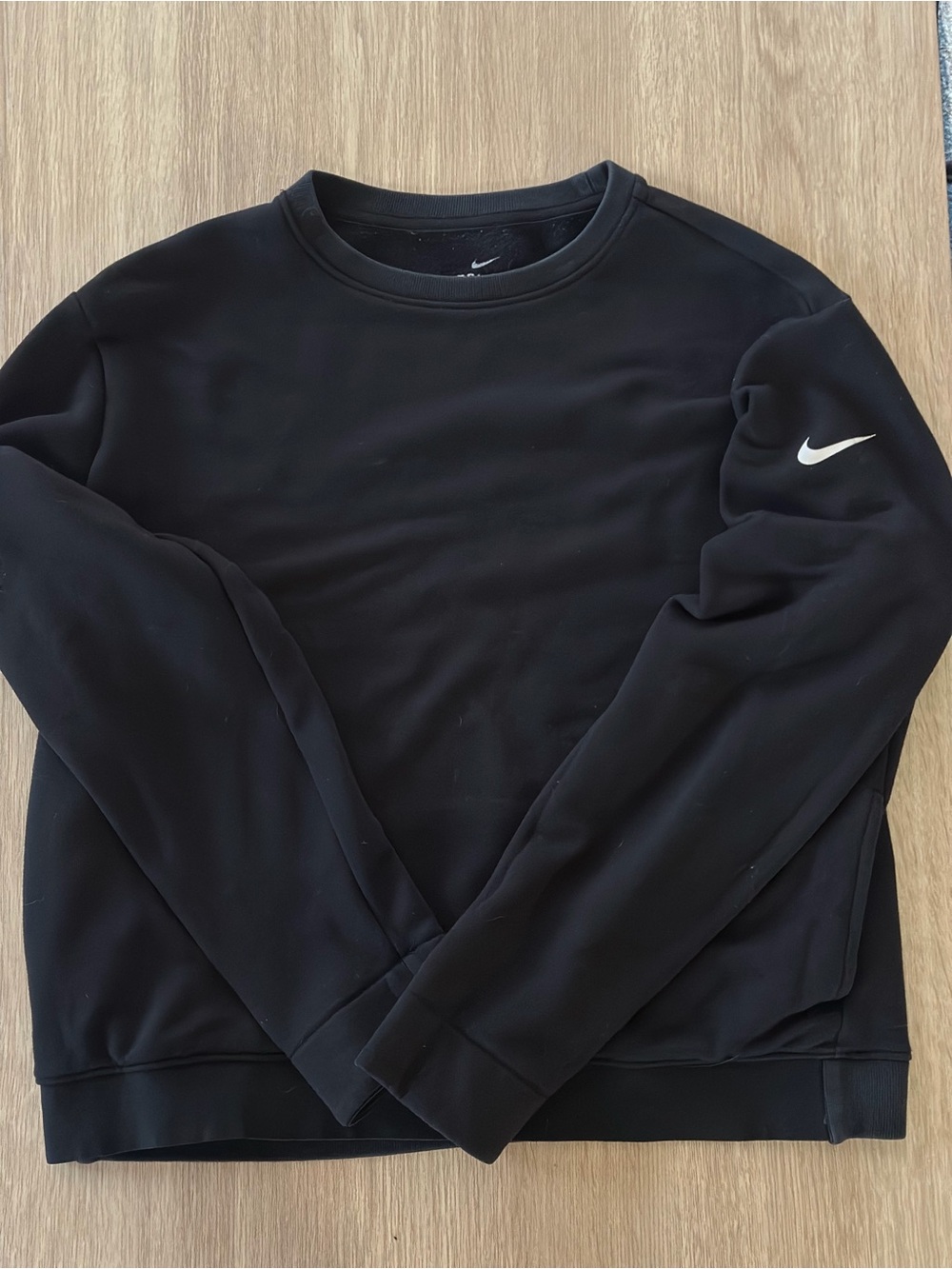 Nike Women’s Black Crewneck Sweatshirt with White Swoosh
